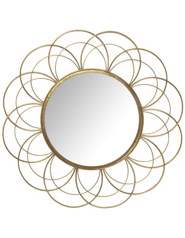 Espejo de metal en oro 80cm