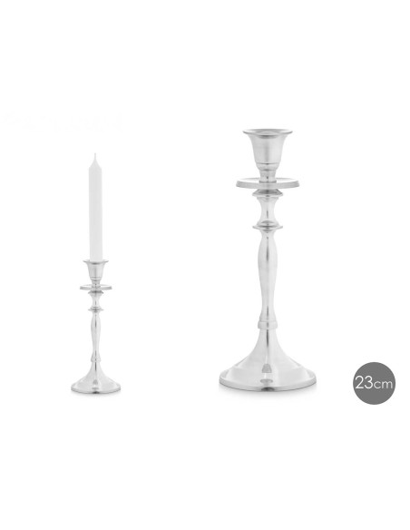 Candelabro aluminio plateado 24cm