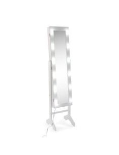 Espejo joyero blanco de pie con luz LED
