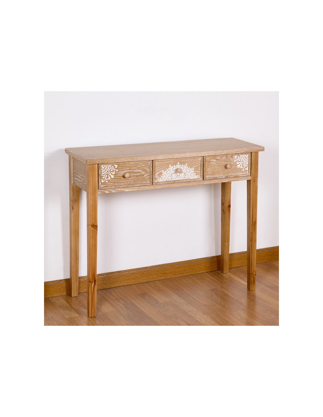 Mueble entrada consola 3 cajones madera tallados - BoskeDecor - HOME&DECO