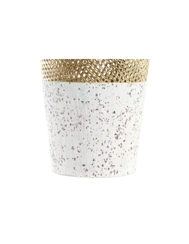 Jarrón metal y piedra Blanco Oro