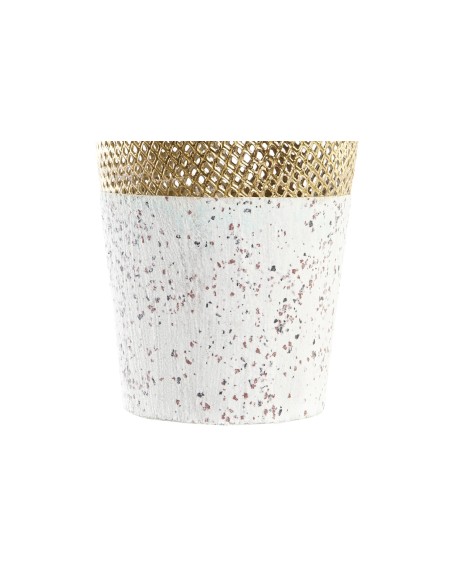 Jarrón metal y piedra Blanco Oro