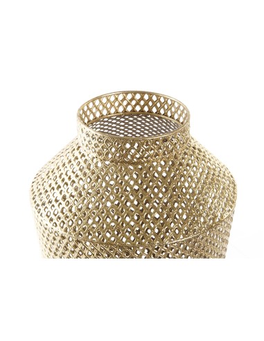 Jarrón metal y piedra Blanco Oro