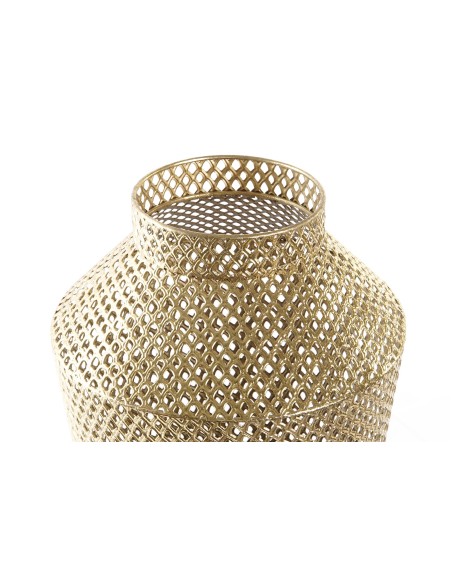 Jarrón metal y piedra Blanco Oro