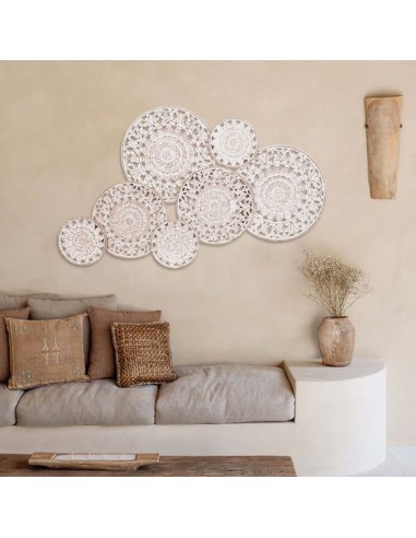 Decoración de pared madera circulos