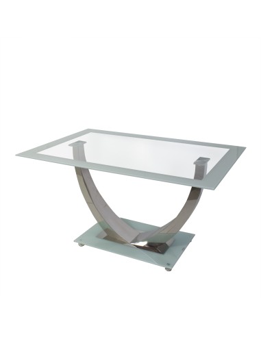 Mesa de cristal con pata de acero cromado