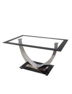 Mesa de cristal con pata de acero cromado 2