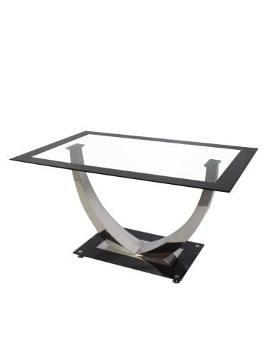 Mesa de cristal con pata de acero cromado