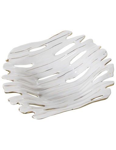 Bandeja de diseño de cerámica en blanco y oro