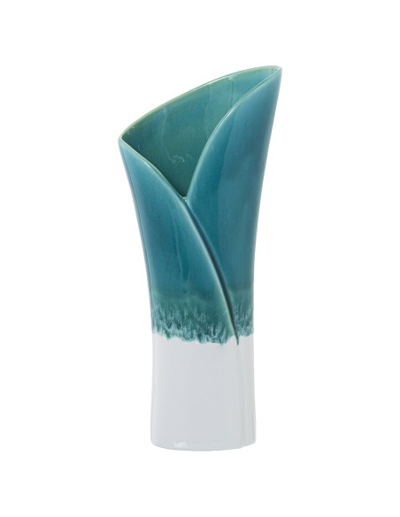 Jarrón de cerámica azul y blanco