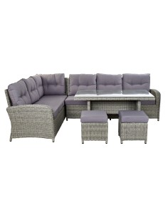 Conjunto de Jardín Sofá, Mesa y 2 taburetes Ratán