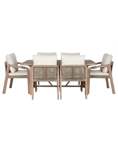 Conjunto de mesa y 6 sillas de madera acacia