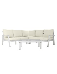 Conjunto de Jardín Sofá rinconera y Mesa Blanco