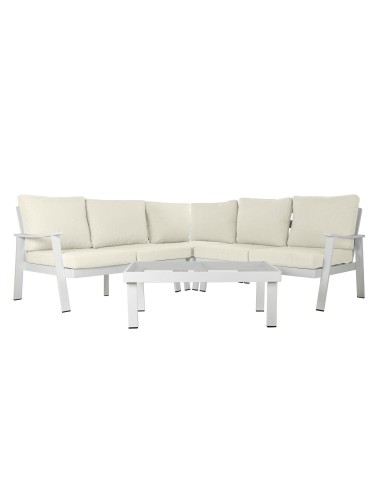 Conjunto sofá de aluminio en blanco