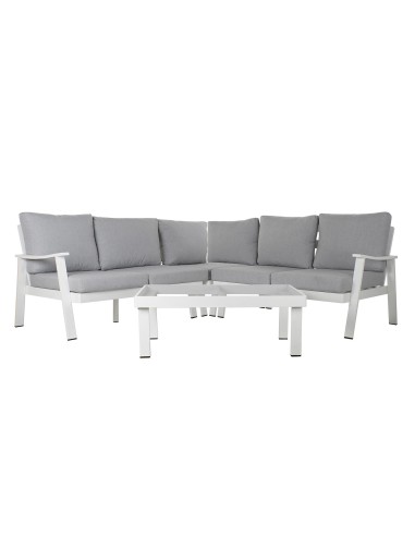 Conjunto sofá y mesa de aluminio en gris