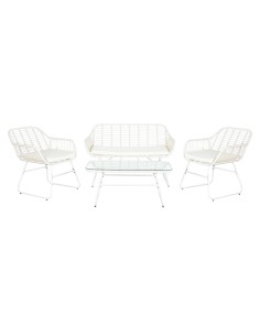 Conjunto jardín de 4 pzas ratán blanco