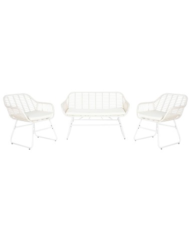 Conjunto jardín de 4 pzas ratán blanco