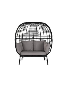 Sillón jardín acero y ratán sintético en negro.