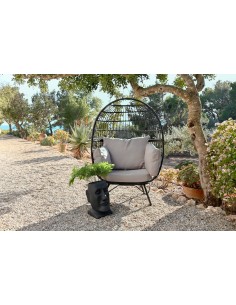 Sillón jardín metal ratán sintético negro. 2