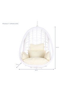 Sillón jardín colgante de ratán blanco sin base. 2