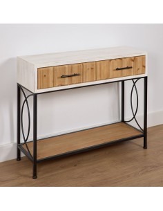 Mueble de entrada madera 2 cajones 2