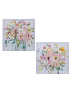 Cuadro de flores pintado en lienzo