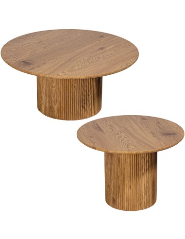 Conjunto de 2 mesas auxiliares madera de roble