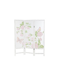 Biombo madera y nylon diseño rosas