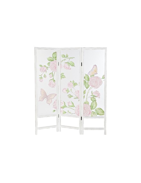 Biombo madera y nylon diseño rosas