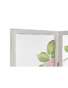 Biombo madera y nylon diseño rosas 2