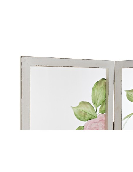 Biombo madera y nylon diseño rosas