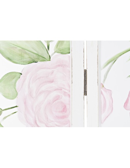 Biombo madera y nylon diseño rosas