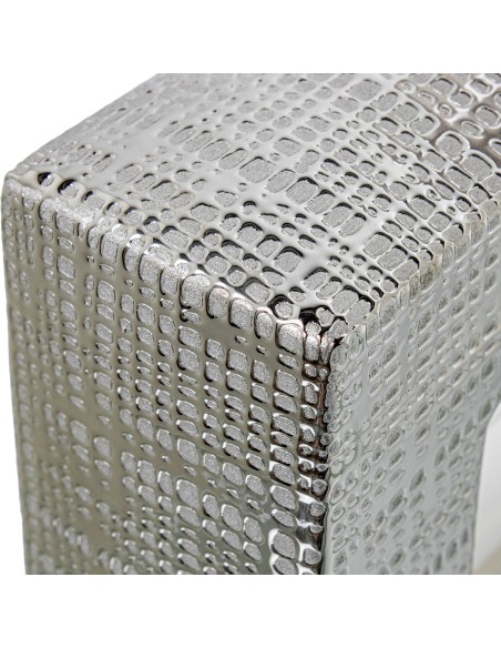 Jarrón cerámica blanco y plata