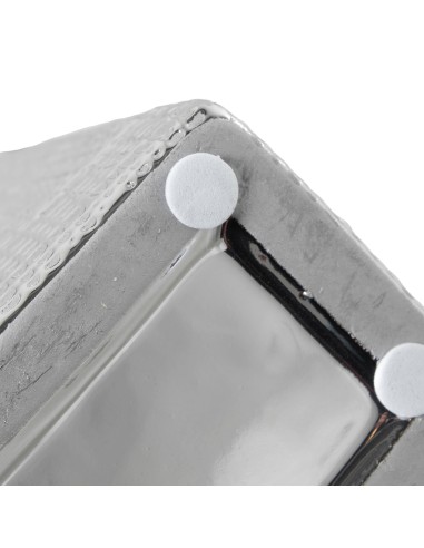 Jarrón cerámica blanco y plata