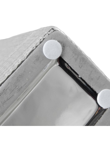 Jarrón cerámica blanco y plata