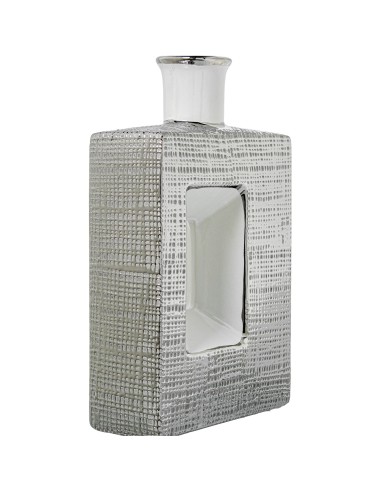 Jarrón cerámica blanco y plata