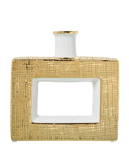 Jarrón cerámica blanco/oro