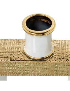 Jarrón cerámica blanco/oro 2