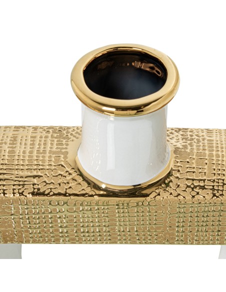 Jarrón cerámica blanco/oro