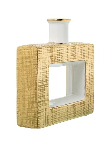 Jarrón cerámica blanco/oro