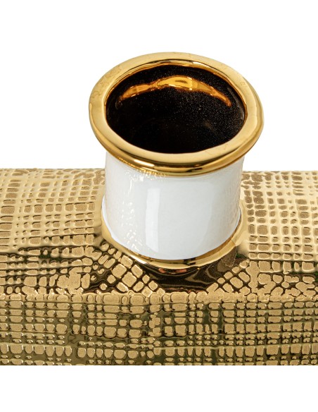 Jarrón cerámica oro y blanco