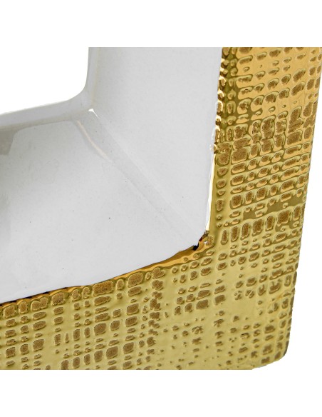 Jarrón cerámica oro y blanco