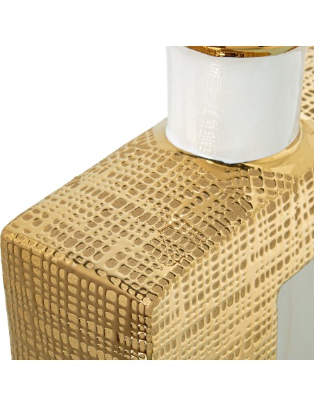 Jarrón cerámica oro y blanco