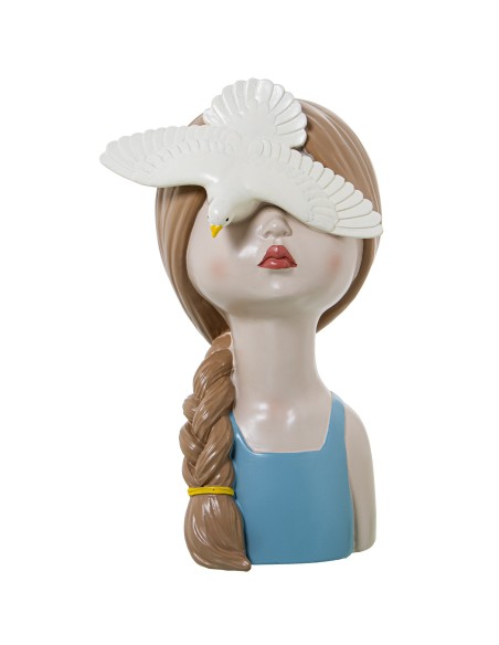 Figura resina mujer con paloma