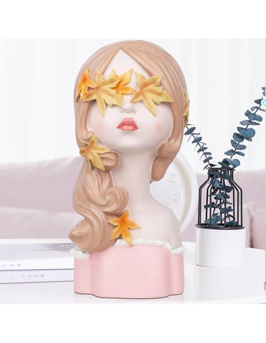 Figura resina mujer con flores