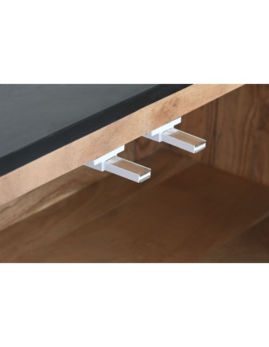 Mueble de televisión de acacia y mármol