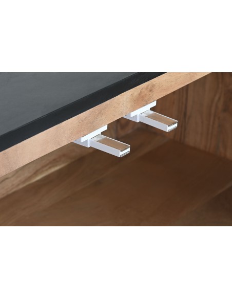 Mueble de televisión de acacia y mármol