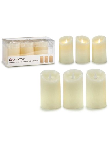 Set 3 velas led llama oscilante color crema