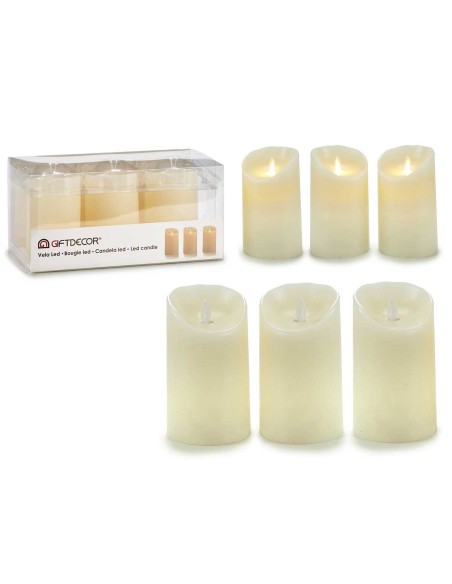 Set 3 velas led llama oscilante color crema