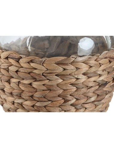 Jarrón de cristal con base de fibra